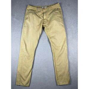 Louis Philippe Mens Tan Khaki Chino Pants Size 34 Slim Straight Business Casual